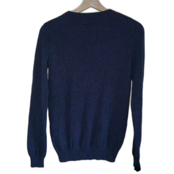 Madeleine Thompson Wool Cashmere Crew Neck Red Blue Stripe Sweater Small - Picture 2 of 8